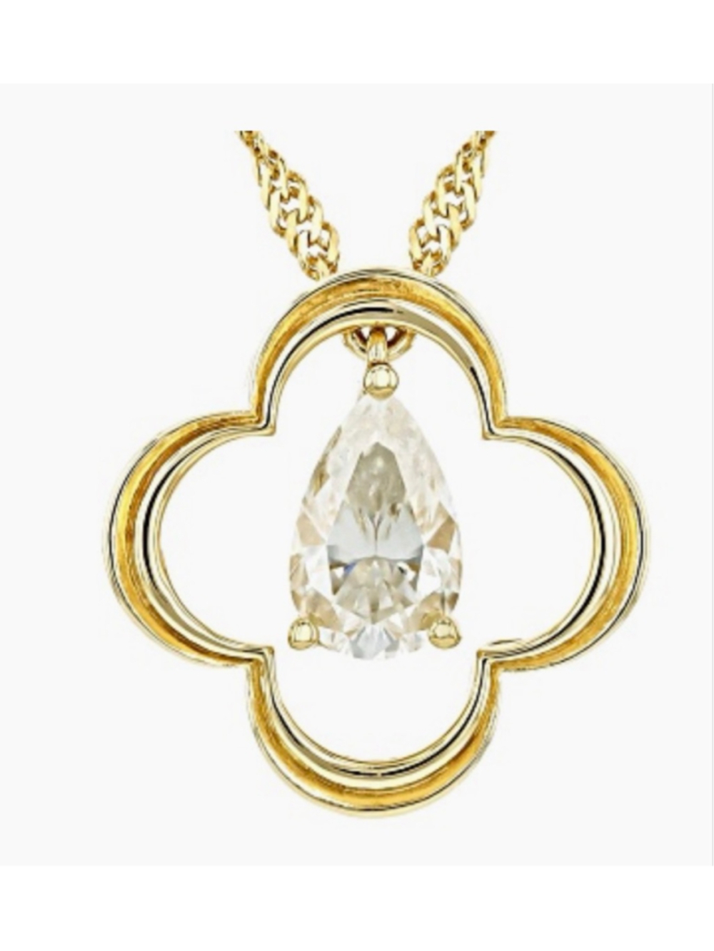 New Moissanite Fire Gold Clover Pendant Necklace